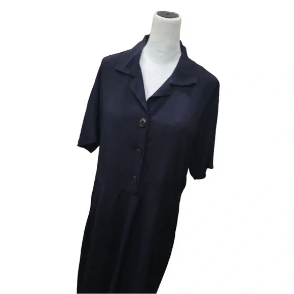 Flax by Jeanne Engelhart Women's Vintage Short Sleeve
Midi Dress Pockets Black L - Picture 6 of 16